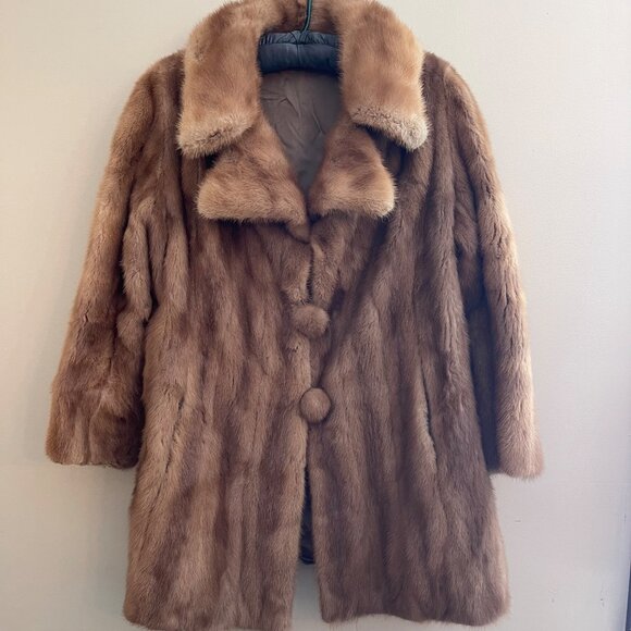 Natural AUTUMN HAZE Real MINK Fur Coat Jacket Golden Brown 60s Vintage - Picture 1 of 10